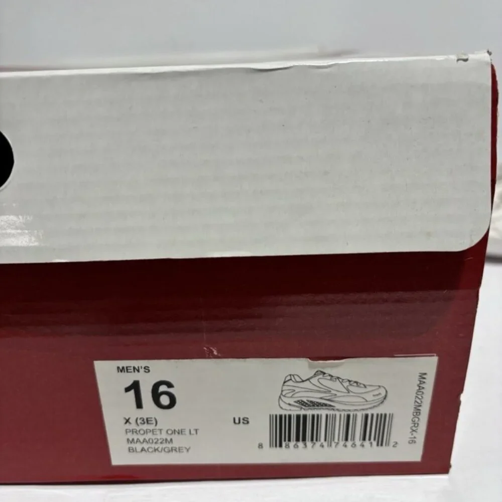Propet Men’s One LT Black Sneakers, Size 16 X(3E)
